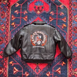 Vintage Y2K Harley Davidson Leather Biker Kids Jacket